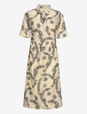 Joanna - Floral Jacquard Polvipituinen Mekko Cream Day Birger Et Mikkelsen
