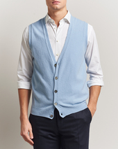 Oscar Jacobson Guiseppe Buttoned Vest Light Blue