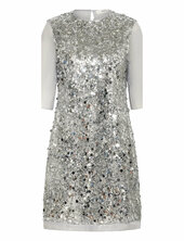 Davinaiw Short Dress Polvipituinen Mekko Silver Inwear