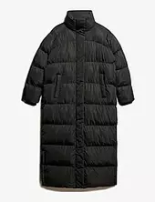 Maxi Longline Puffer Jacket Topattu Pitkä Takki Black Superdry