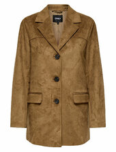 Onltulip Faux Suede Blazer Coat Otw Ohut Pitkä Takki Brown Only