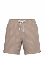 Pull-on Wide Seersucker Swim Trunk Uimashortsit Beige Abercrombie & Fitch