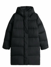 Modern Down Reg Coat Topattu Pitkä Takki Black Tommy Hilfiger