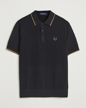Fred Perry Pique Knitted Tipped Polo Black