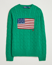 Polo Ralph Lauren Cotton Cable Flag Sweater Billiard Green