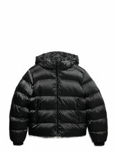 Hooded Luxe Sports Puffer Vuorillinen Takki Topattu Takki Black Superdry