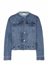 Collarless Denim Jacket Farkkutakki Denimtakki Blue Gina Tricot
