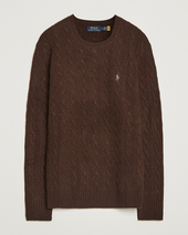Polo Ralph Lauren Wool/cashmere Cable Crew Neck Cacao Brown Heather