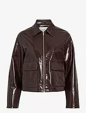 Vijenora L/s Zip Short Jacket Nahkatakki Brown Vila