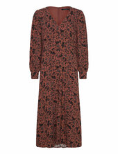 Jeanie Brina Crepe Dress Polvipituinen Mekko Brown French Connection