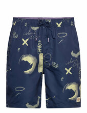 Printed Long-length Swimshort Uimashortsit Blue Scotch & Soda