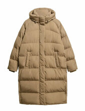 Longline Hooded Puffer Jacket Topattu Pitkä Takki Beige Superdry