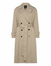 Long Over D Double-breasted Trench Coat Trenssi Takki Beige Mango