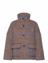 Checked Cropped Wool Jacket Villakangastakki Brown Gant
