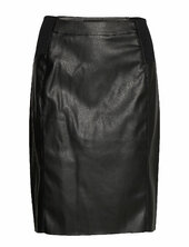 Vmbuttersia Hw Coated Skirt Noos Lyhyt Hame Black Vero Moda