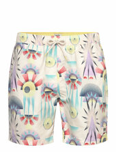 Printed Mid-length Swimshort Uimashortsit Cream Scotch & Soda