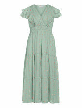 Vikaren C/s Midi Frill Dress/dc/ka Polvipituinen Mekko Green Vila