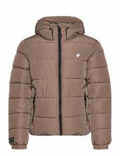 Hooded Sports Puffr Jacket Vuorillinen Takki Topattu Takki Beige Superdry