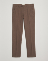 Gant Slim Fit Cotton Herringbone Trousers Rich Brown