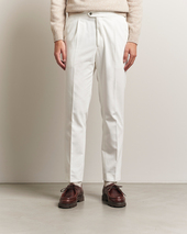 Oscar Jacobson Delon Brushed Cotton Trousers White
