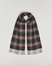Eton Merino Wool Checked Scarf Dark Grey