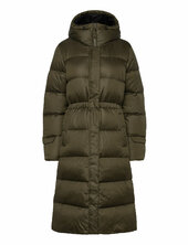 W Essence Long Down Coat Topattu Pitkä Takki Khaki Green Helly Hansen