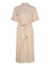 Rel Pocket Ss Shirt Dress Polvipituinen Mekko Beige Gant
