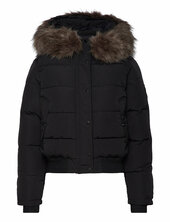 Everest Hooded Bomber Jkt Vuorillinen Takki Topattu Takki Black Superdry