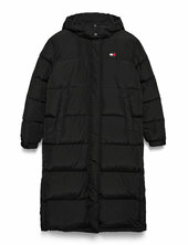 Tjw Alaska Long Puffer Ext Topattu Pitkä Takki Black Tommy Jeans