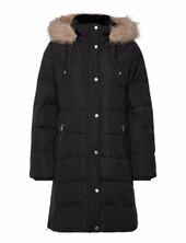 Faux-fur-trim Hooded Down Coat Vuorillinen Takki Topattu Takki Black Lauren Ralph Lauren