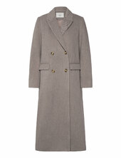 Rwtova Ls Long Coat Villakangastakki Pitkä Takki Grey Rosemunde