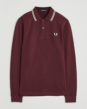 Fred Perry Twin Tipped Long Sleeve Polo Shirt Oxblood
