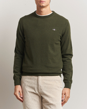 Gant Superfine Lambswool Crew Neck Khaki Green Melange