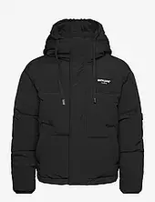 O/s Big Rope Detail Downjacket Vuorillinen Takki Topattu Takki Black Sixth June