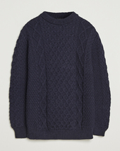 Gloverall Aran Wool Knitted Sweater Navy