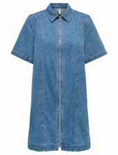 Onlrosenheim S/s Zip Dress Dnm Akm Moch Polvipituinen Mekko Blue Only