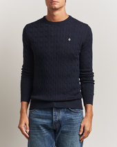 Morris Merino Cable O-neck Navy