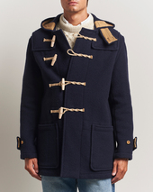 Gloverall Mid Length Monty Union Jack Duffle Coat Navy