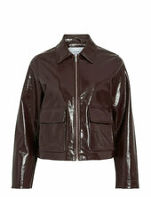 Vijenora L/s Zip Short Jacket Nahkatakki Brown Vila