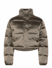 Shiny Cropped Puffer Vuorillinen Takki Topattu Takki Brown Calvin Klein Jeans