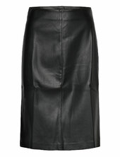 Leather-effect Pencil Skirt Polvipituinen Hame Black Mango