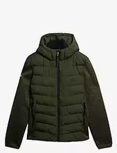 Hooded Storm Knit Hybrid Jkt Vuorillinen Takki Topattu Takki Khaki Green Superdry