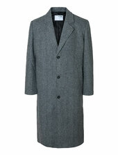 Slhmilos Wool Blend Relaxed Coat #s Villakangastakki Pitkä Takki Grey Selected