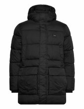 Long Hooded Quilt Puffer Mw Villakangastakki Pitkä Takki Black Calvin Klein