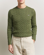 Gant Cotton Cable Crew Neck Pullover Dry Herb Green