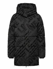 Padded Cadera Flock Topattu Pitkä Takki Black Desigual