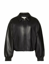 Faux Leather Insulated Bomber Nahkatakki Black Calvin Klein Jeans
