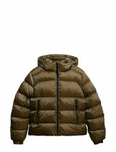 Hooded Luxe Sports Puffer Vuorillinen Takki Topattu Takki Brown Superdry