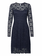 Vikalila L/s Lace Dress - Noos Polvipituinen Mekko Navy Vila