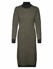 Vmaria Art Ls High-neck Calf Dress Ga Polvipituinen Mekko Black Vero Moda